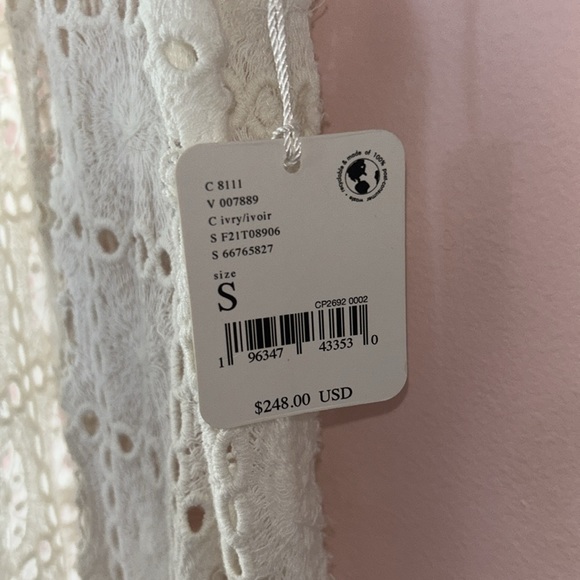 NWT Free People S Yesenia White Lace Button up Tunic - Picture 4 of 4